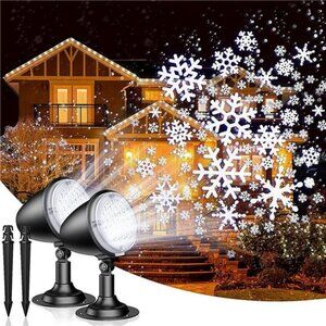 Christmas Projector Lights Outdoor & Indoor 【2 Packs】 Snowflake Projector Lights